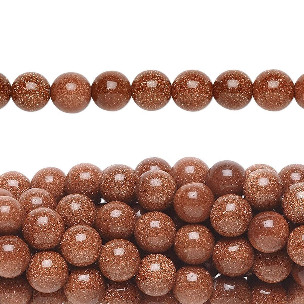 Beads, Brown Goldstone (Manmade) 8mm Round, 1 Strand (approx. 50 pcs)
