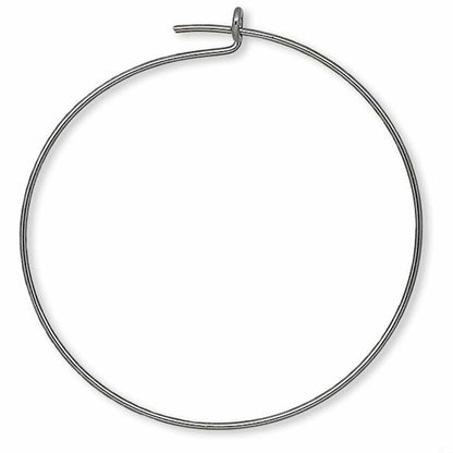 Gunmetal Plated Brass Round Beading Hoop Ear Wires 25mm 24 Gauge