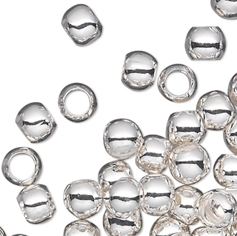 Silver-Plated Brass Smooth Micro Round Spacer Beads, 2.5mm, 100 pcs