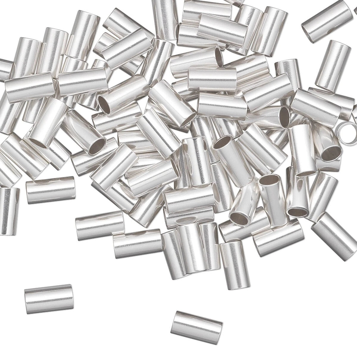Sterling Silver Seamless Cut Tube Crimp Beads, 6x3mm, 10 pcs