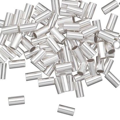 Sterling Silver Seamless Cut Tube Crimp Beads, 6x3mm, 10 pcs