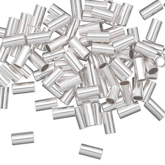 Sterling Silver Seamless Cut Tube Crimp Beads, 6x3mm, 10 pcs