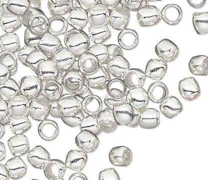 Silver Plated Brass Crimp Beads, 2mm, 100 pcs