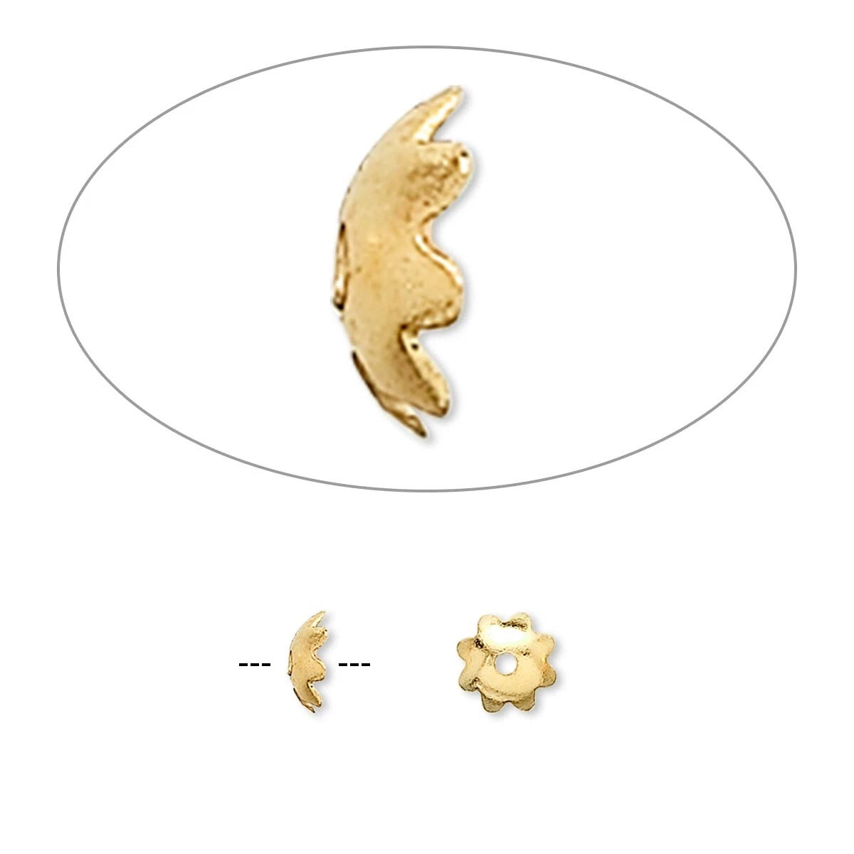 Gold Plated Brass Scalloped Flower Bead Caps, 5x1.5mm, 100 pcs