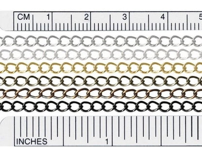 Curb Chain, Gold Plated Brass 2.8x4mm Links, 10m Spool (approx. 32 ft)