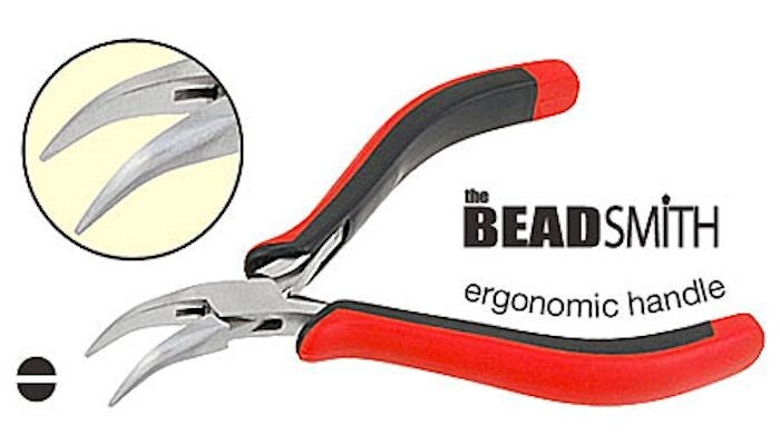 Super Fine Bent Nose Pliers, Ergonomic Grip, 1mm Tip, 5 Inch