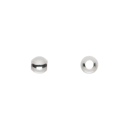 Silver Plated Brass 6mm Smooth Round Beads, Large Hole 3mm