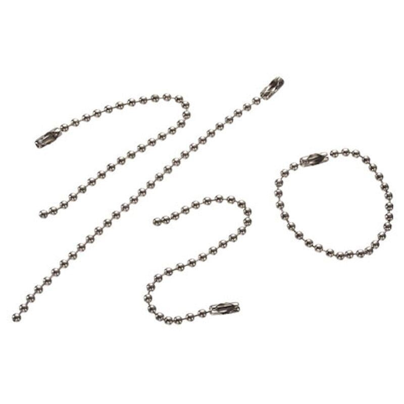 Silver Steel Ball Chain Key Chains, 4 inch, 2.4mm, 28 pcs