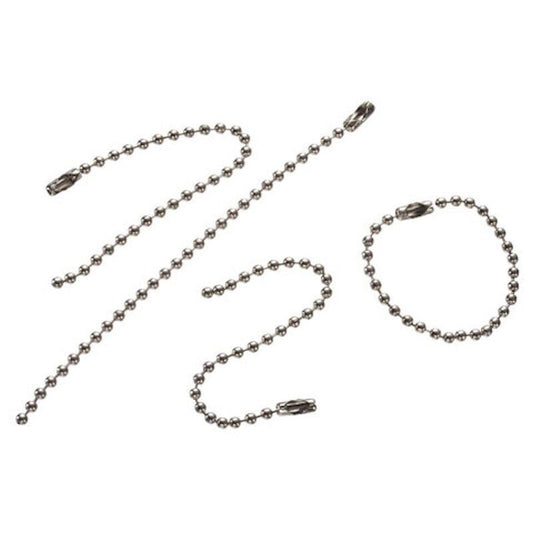 Silver Steel Ball Chain Key Chains, 4 inch, 2.4mm, 28 pcs
