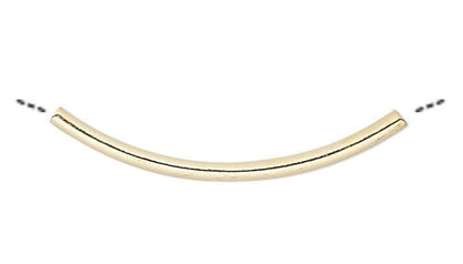 Gold Plated Brass Curved Tube Beads 20x1.2mm, 144 pcs