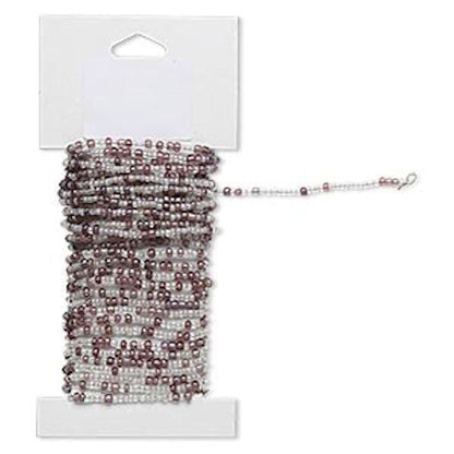 Beaded Wire, Pre-Strung Glass Seed Beads on Brass Wire, 15 Feet