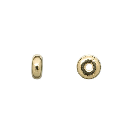 Gold Plated Brass Smooth Rondelle Beads, 8x4mm