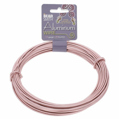 BeadSmith Anodized Aluminum Wire: Rose Gold, 12 Gauge (2mm), 39 Feet