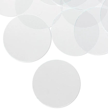 Clear Flat Art Glass Circles 1.5 Inch Grounded Edges (20 pc)