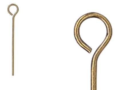 Antiqued Gold Plated Brass Eye Pins, 3/4 inch, 24 Gauge, 100 pcs