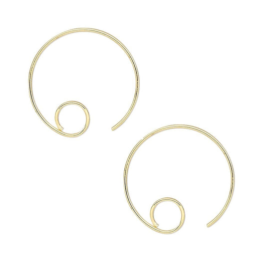 Gold Plated Brass Beading Hoop Ear Wires 16mm 22 Gauge 5mm Open Loop (10 pc)