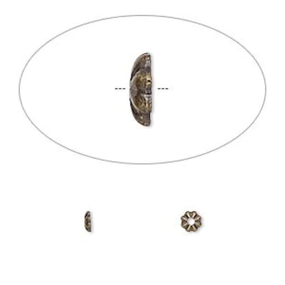 Antiqued Gold Brass Ribbed Mini Bead Caps 3x1mm, Pkg of 500