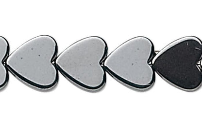 Hemalyke Metallic Grey 6mm Flat Heart Beads, 1 Strand (approx. 67)
