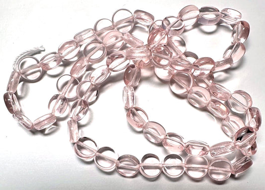 Czech Pressed Glass Light Rose Pink Flat Round Beads, 6.5x3mm, 1 Strand (approx. 60)