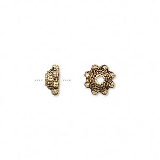 Antiqued Gold Brass Twisted Rope Bead Caps, 8x3mm, 24 pcs
