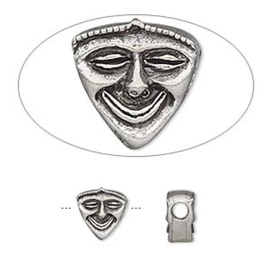 Antiqued Silver Pewter Double-Sided Triangle Face Beads, 7.5mm, 10 pcs