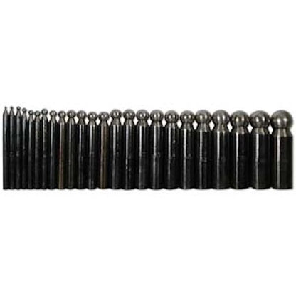 Dapping Punch Set, Polished Steel, 2.3mm–25mm, Set of 24