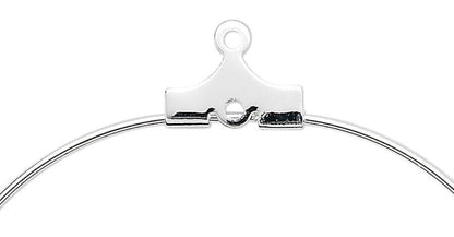 BeadSmith Silver Plated Brass 40mm Round Beading Earring Hoops 20 Gauge