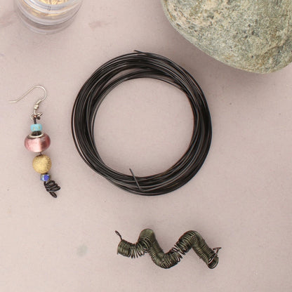 Black Half Round Non-Tarnish Copper Wire, 21 Gauge (0.72mm), 7 Yards