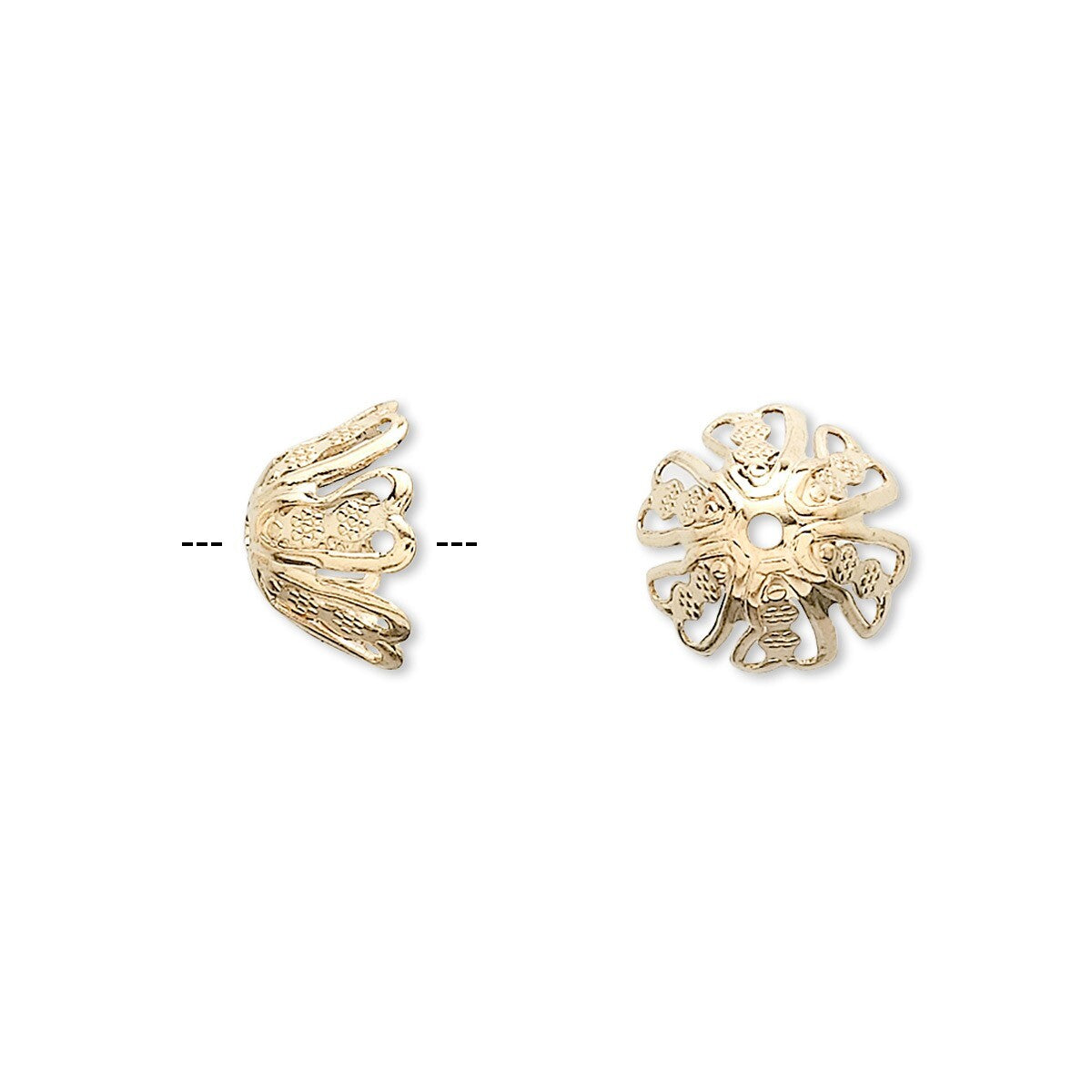 Gold Plated Brass Filigree Basket Bead Caps 11x6mm for 10-12mm Beads
