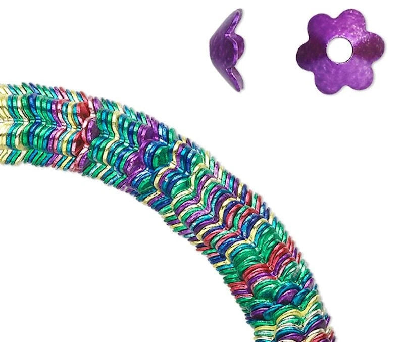 Jewel Tone Painted Steel Daisy Flower Bead Caps, 7x3mm, approx. 300 pcs