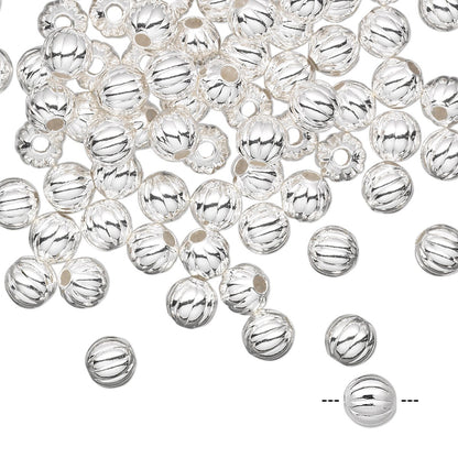 Silver Plated Brass Corrugated Round Spacer Beads 5mm 1.2mm Hole (1000 pc)