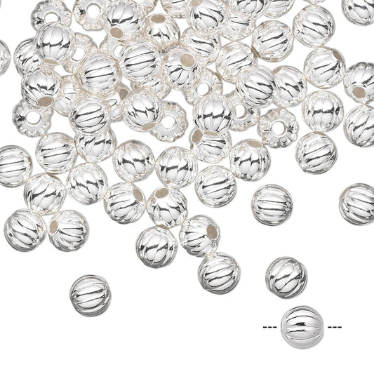 Silver Plated Brass Corrugated Round Spacer Beads 5mm 1.2mm Hole (1000 pc)