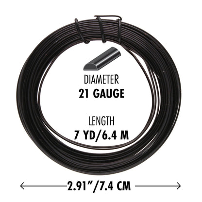 Black Half Round Non-Tarnish Copper Wire, 21 Gauge (0.72mm), 7 Yards