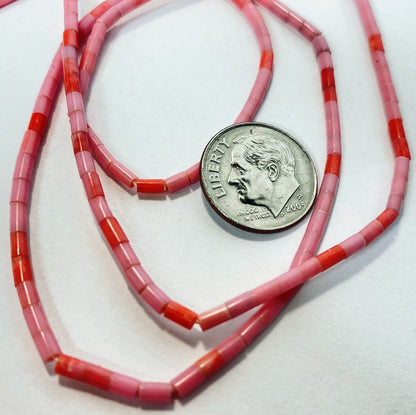 Pink & Red Acrylic Tube Heishi Spacer Beads, 2x2mm-2x4mm, 1 Strand (approx. 112)