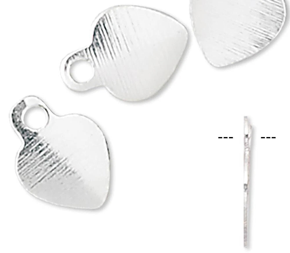 Sterling Silver Flat Smooth Heart Drop Charms: 5x5mm (16 pc)
