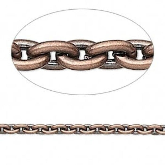 Antiqued Copper Plated Steel Cable Chain, 4.8x3.3mm Links - 5 Feet