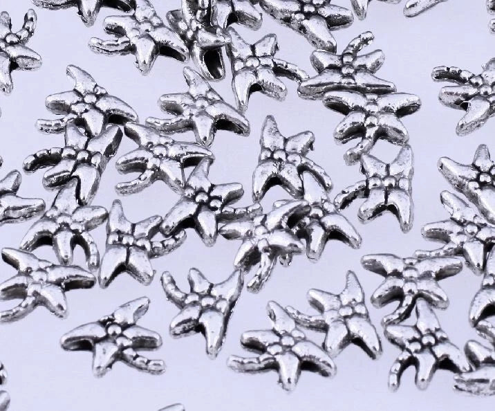 Antiqued Silver Pewter Double-Sided Dragonfly Beads, 8x6mm, 100 pcs