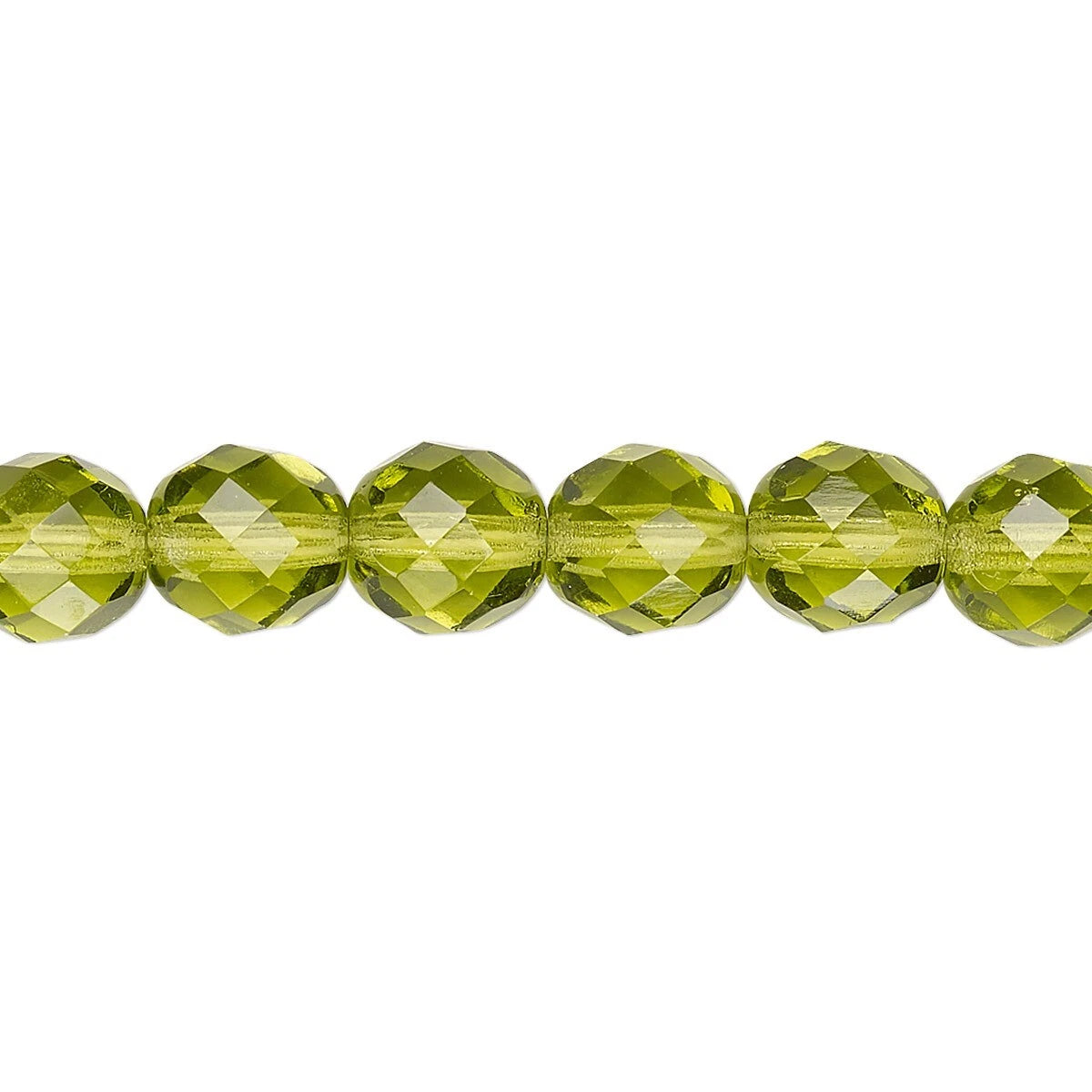 Czech Transparent Olivine Fire Polished Round Beads, 8mm (50)