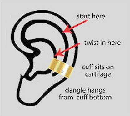 BeadSmith Plated Brass Plain Ear Cuffs with Hole, 3mm or 6mm, 12 pcs