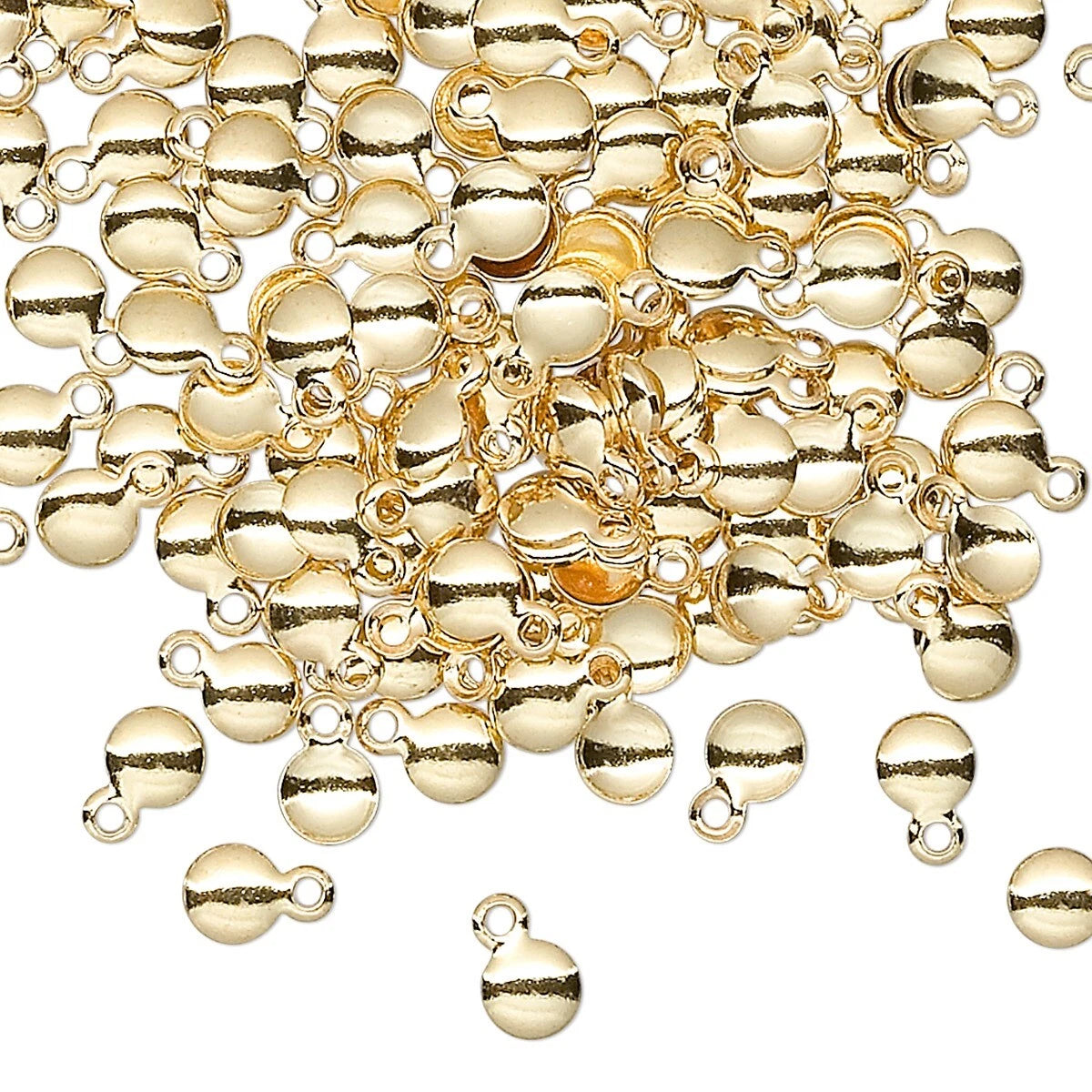 Gold Plated Brass Small Round Curved Charms, 6x4mm - Pack of 100