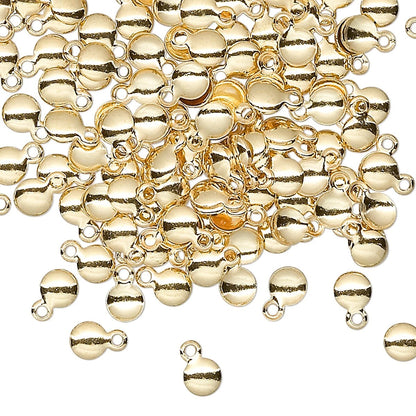 Gold Plated Brass Small Round Curved Charms, 6x4mm - Pack of 100