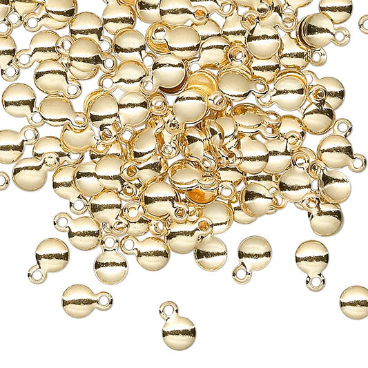 Gold Plated Brass Small Round Curved Charms, 6x4mm - Pack of 100