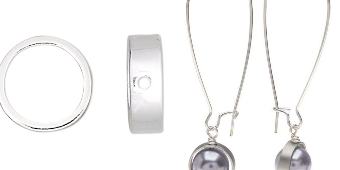 Sterling Silver Round Bead Frames 9mm Fits up to 6.5mm Bead (2 pc)