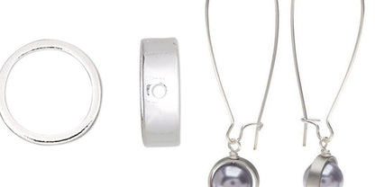 Sterling Silver Round Bead Frames 9mm Fits up to 6.5mm Bead (2 pc)