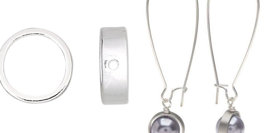 Sterling Silver Round Bead Frames 9mm Fits up to 6.5mm Bead (2 pc)