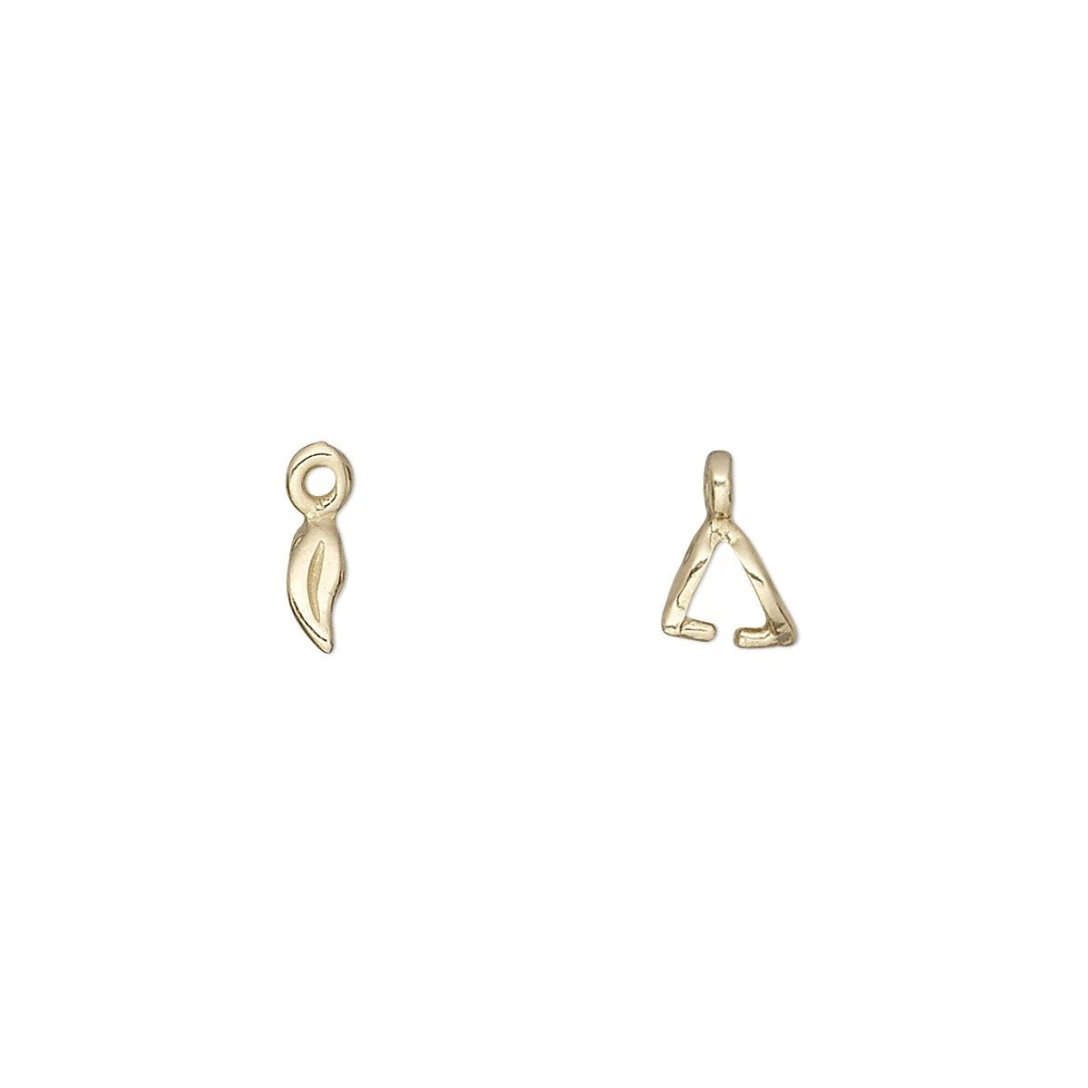 Gold Brass Double-Sided Leaf Ice Pick Pinch Bails, 8x2.5mm, 3mm Grip, 10 pcs