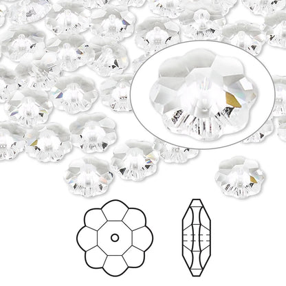 Swarovski Crystal Clear Margarita Lochrose Flower Beads (3700), 14x5mm, 12 pcs