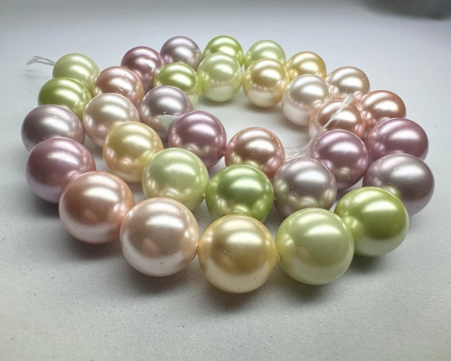Multi Pastel Shell Pearl Round Beads, 12mm, 1 Strand (approx. 34)