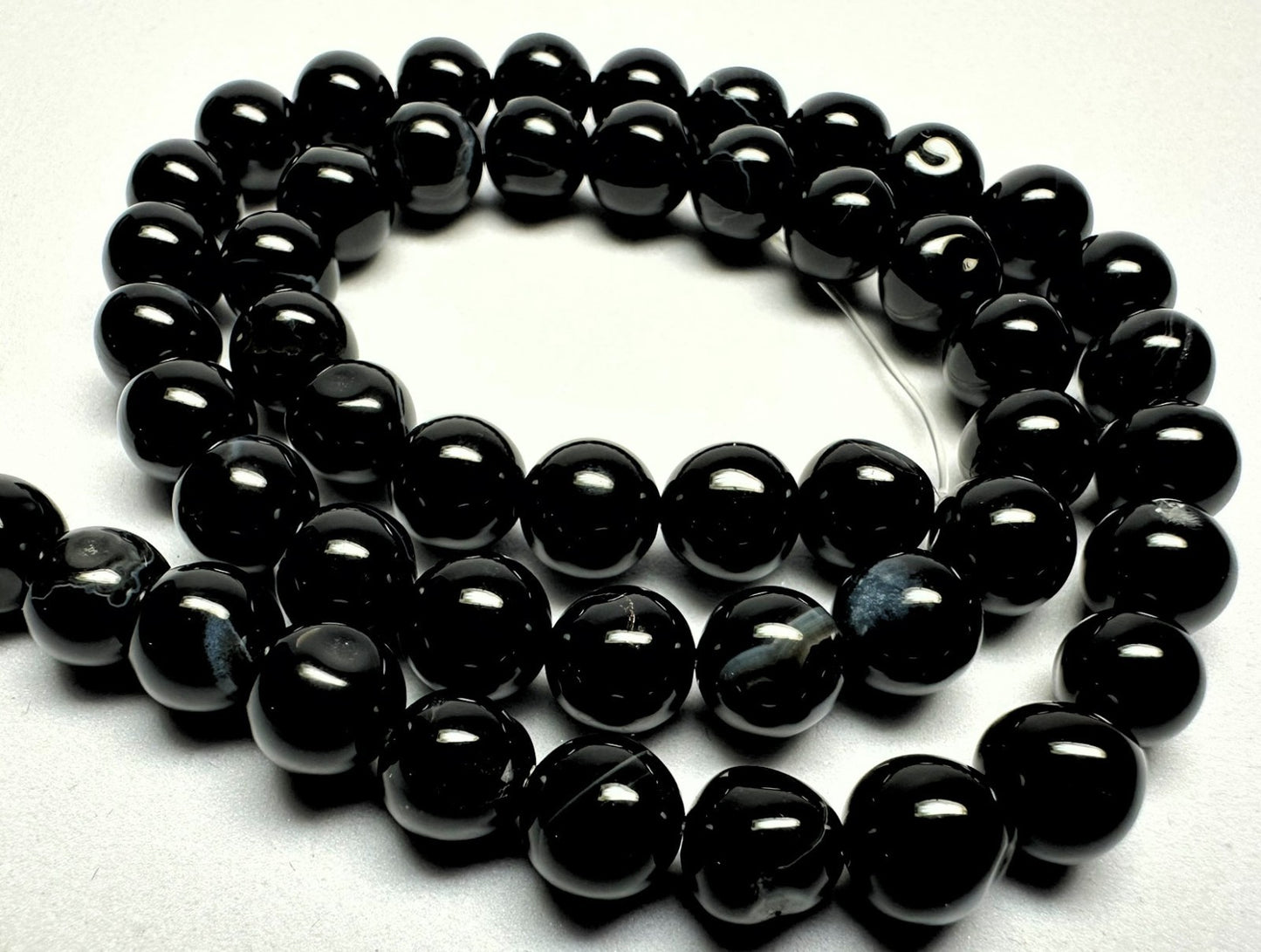 Black Agate Beads, Dyed, 8mm Round, approx 50 pcs