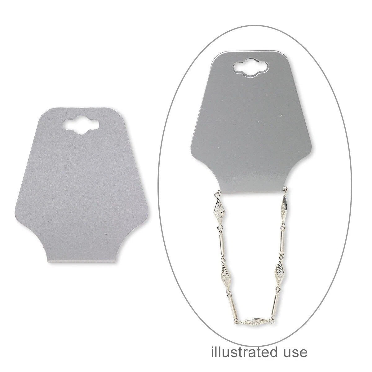 Jewelry Display Cards, Silver Adhesive Cardstock, 2 1/2 x 2 Inch, 20 pcs